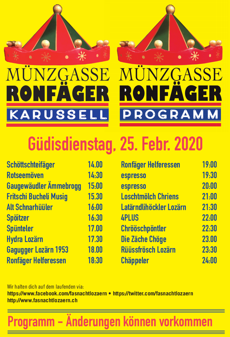 Das Programm in der Münzgasse an der Fasnacht 2020 